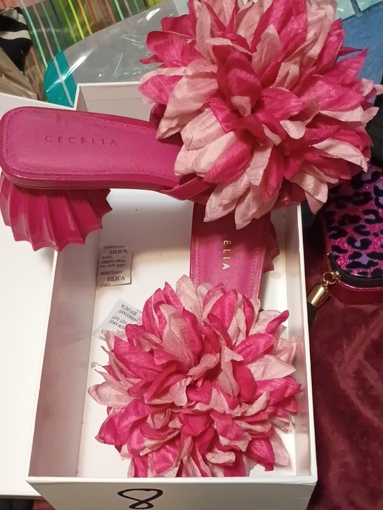 CECELIA NEW YORK Shoes - Brand New -CECELIA  Dahlia Pink Two-Tone Floral Slide Sandals